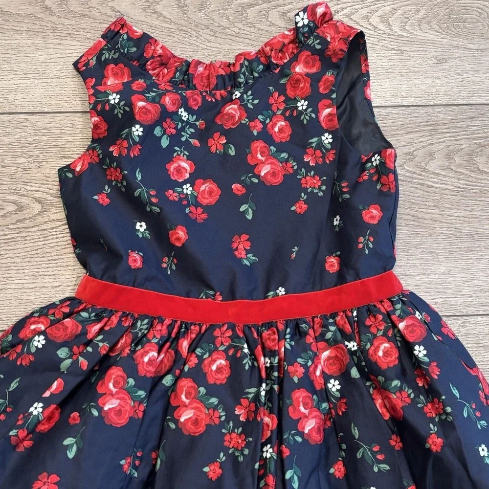 Janie and Jack x American Girl Navy Blue Rose Print Dress Size 12 Dress Like Me